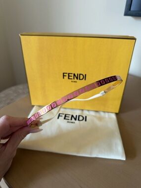 Fendi Headband, Pink and Gold Metal